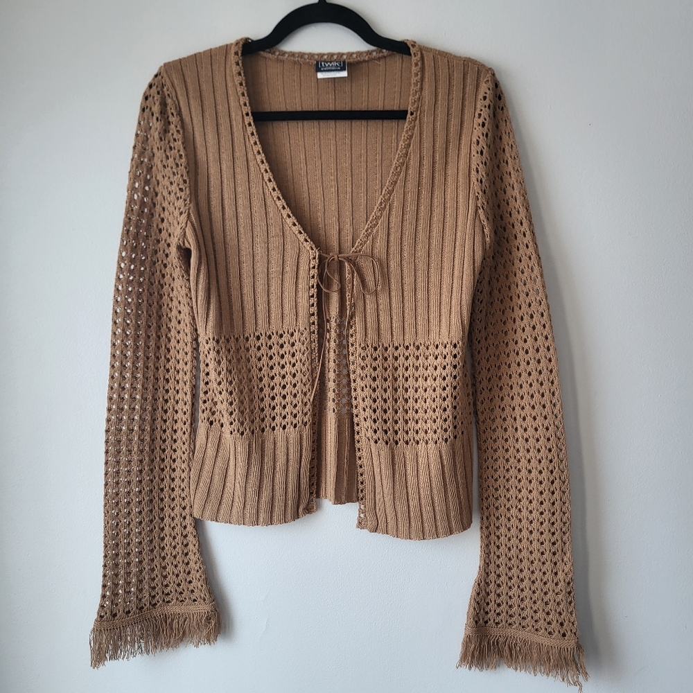 Twik Tan Knit Cardigan Sweater